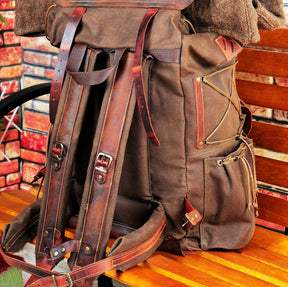 Handmade Leather, Waxed Canvas Backpack