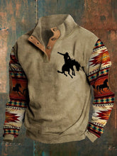 Men's Vintage Western Cowboy Rodeo Aztec Print Casual Pullover