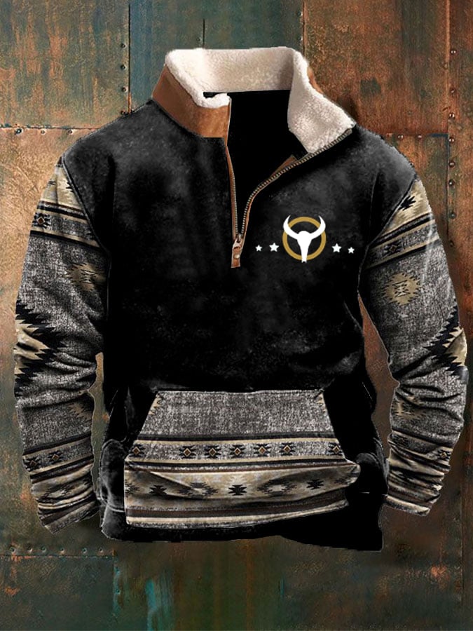 Men's retro western ethnic style printed casual sweatshirt