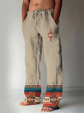 Men's Retro Casual Western Geometric Print Pants