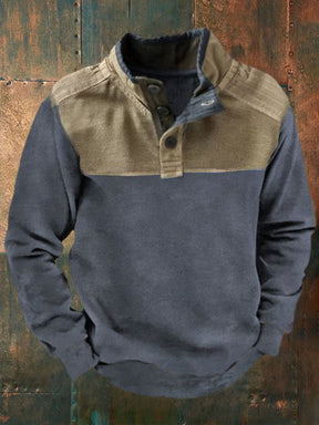 Men's Casual Button Collar Long Sleeve Sweatshirt