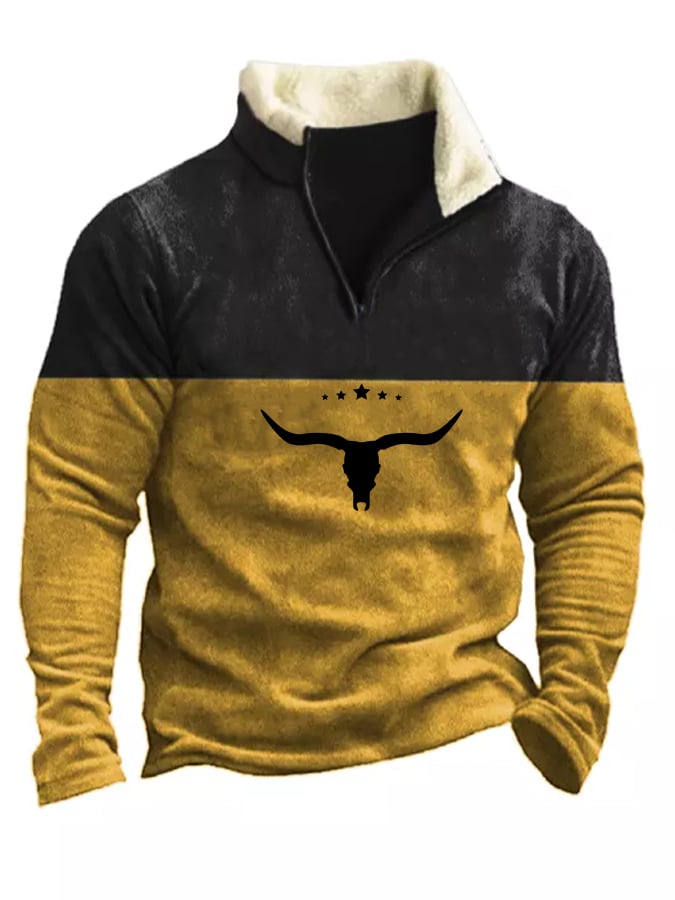 Men's retro western style printed casual sweatshirt