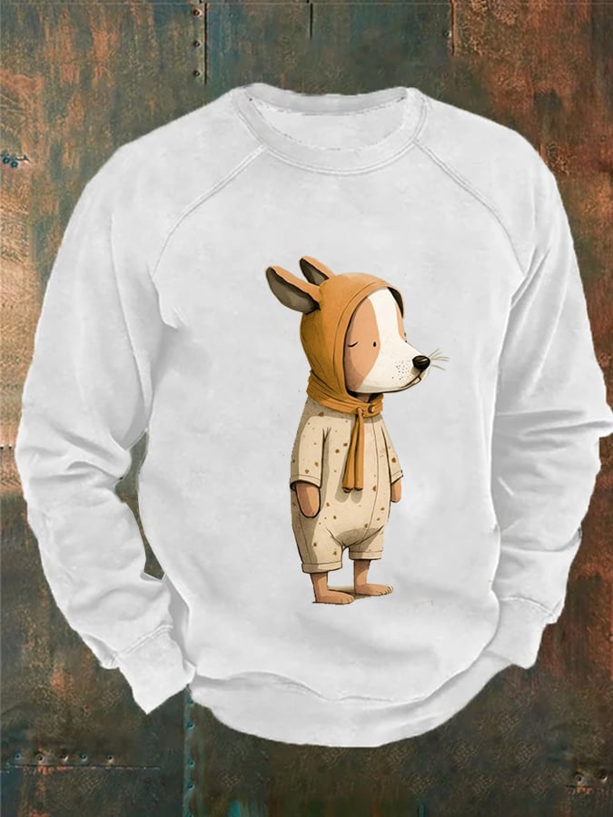 Men's Funny Cute Dog Print Casual Sweatshirt