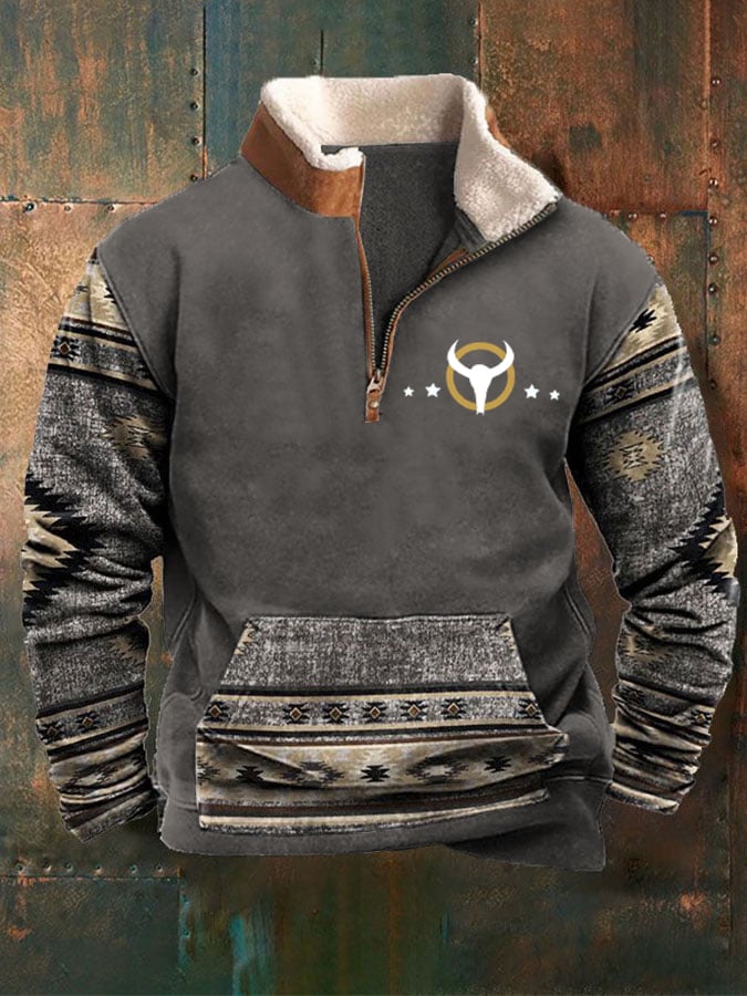 Men's retro western ethnic style printed casual sweatshirt