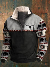 Men's Western Bull Head Retro Print Casual Sweatshirt