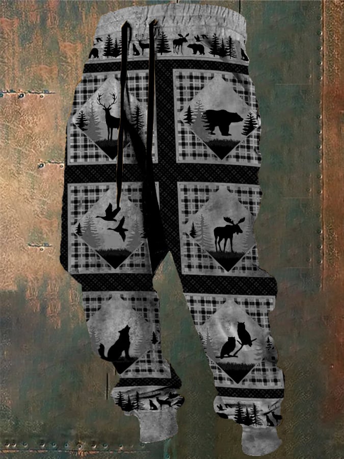 Casual Retro Western Style Printed Men's Pants