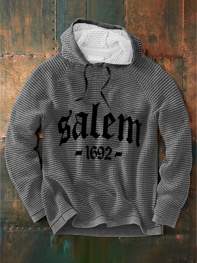 Men'sHalloween Salem 1692 Print Waffle Hoodie