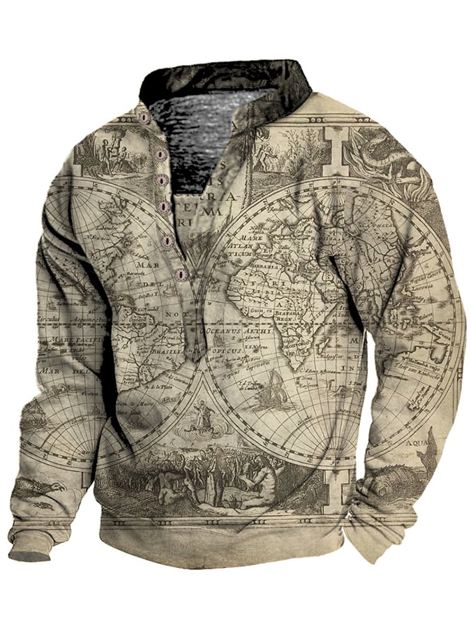 Men's Fashionable Casual Printed Long-Sleeved Sweatshirt