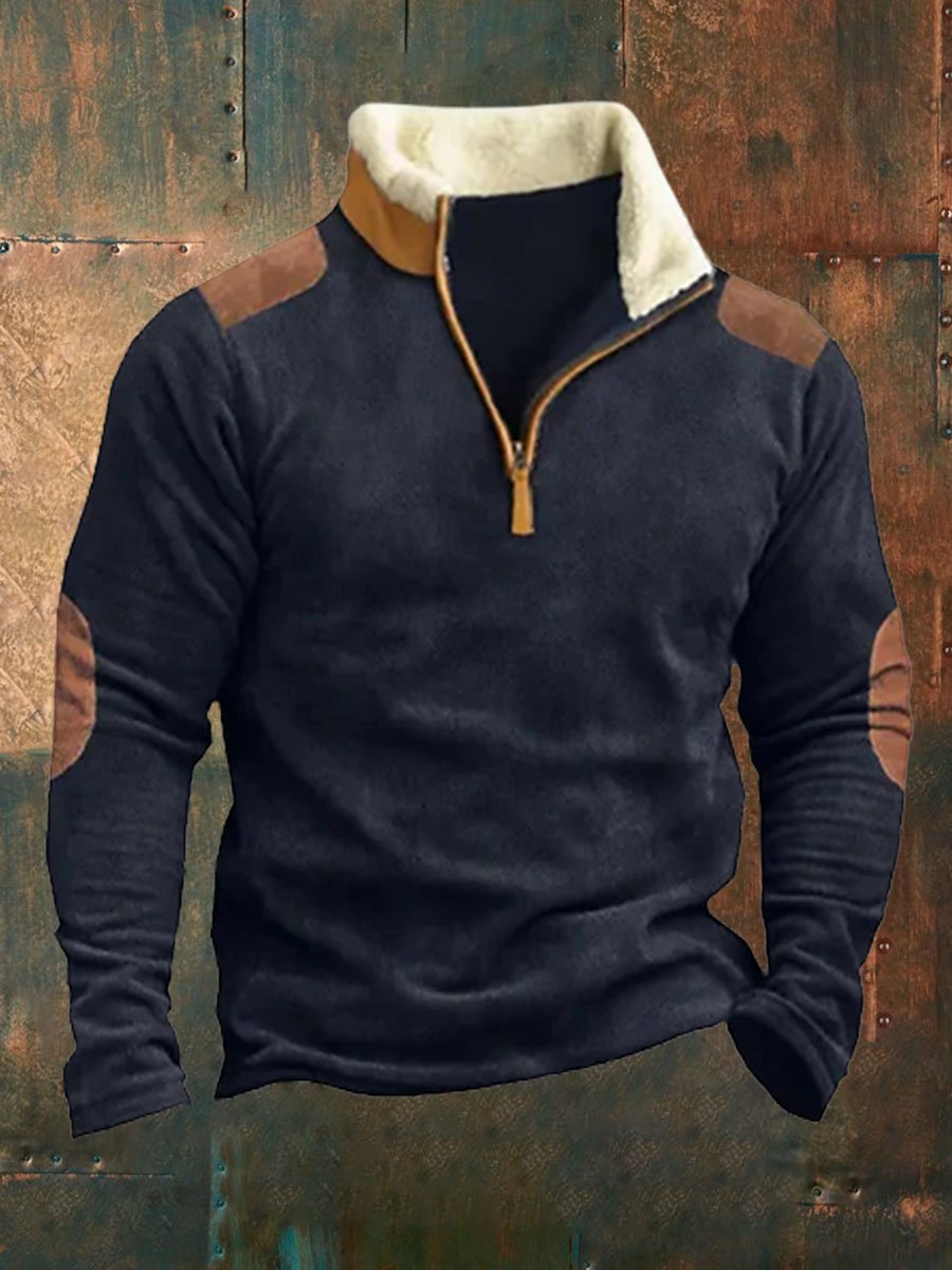 Men's Casual Lapel Long Sleeve Sweatshirt