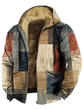 Men'S Retro Western Print Cotton Zipper Outerwear