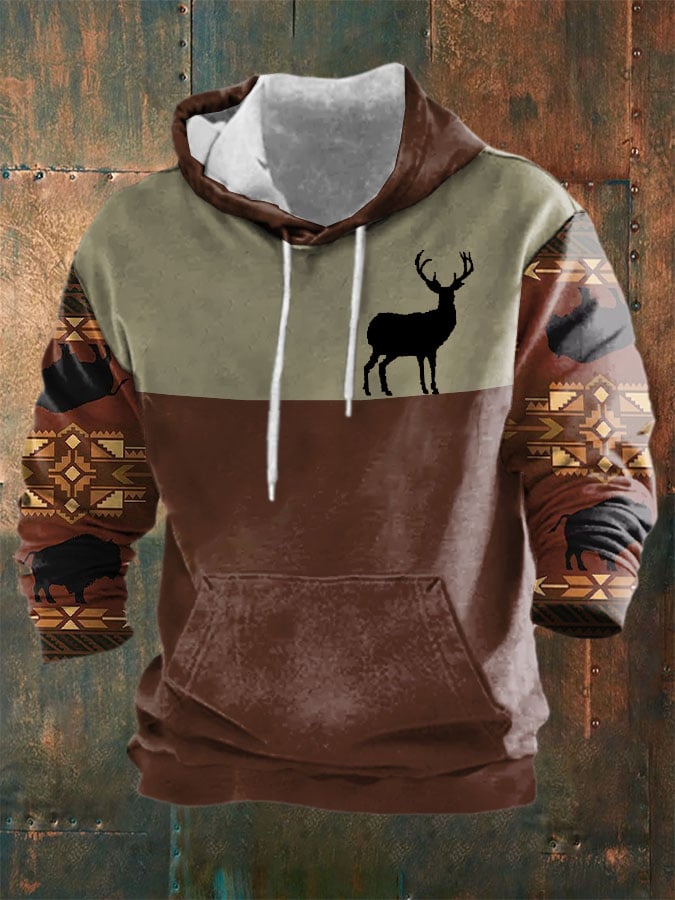 Men's Vintage Western Graphic Print Hoodie