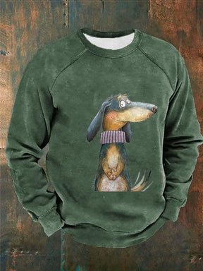 Men's Funny Cute Dog Print Casual Sweatshirt