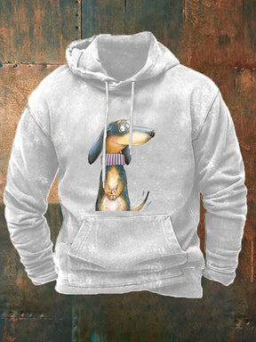 Men's Funny Art Dog Print Casual Hoodie