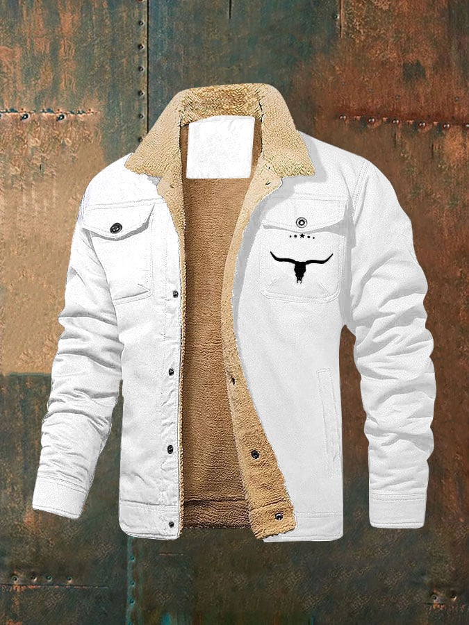 Men's retro western winter fleece jacket