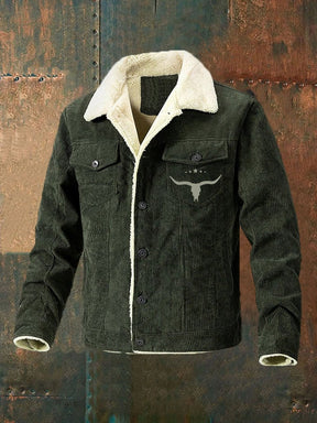 Men's retro western winter velvet solid color jacket