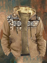 Men'S Retro Western Print Cotton Zipper Outerwear