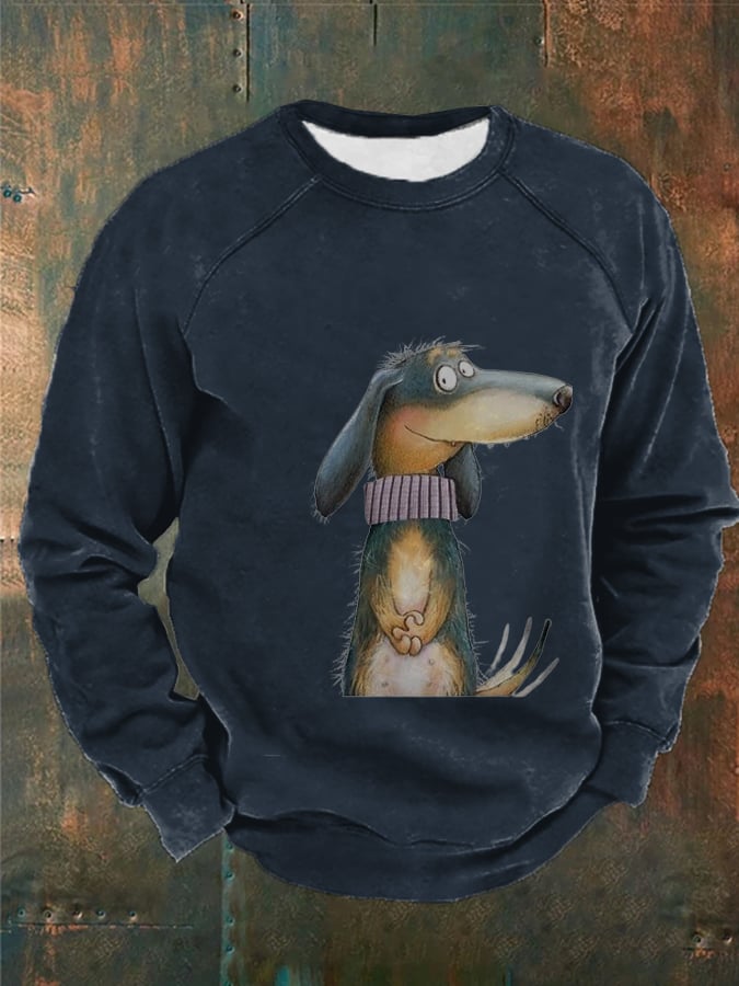 Men's Funny Cute Dog Print Casual Sweatshirt