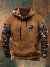 Men's Casual Western Print Long Sleeve Hooded Sweatshirt