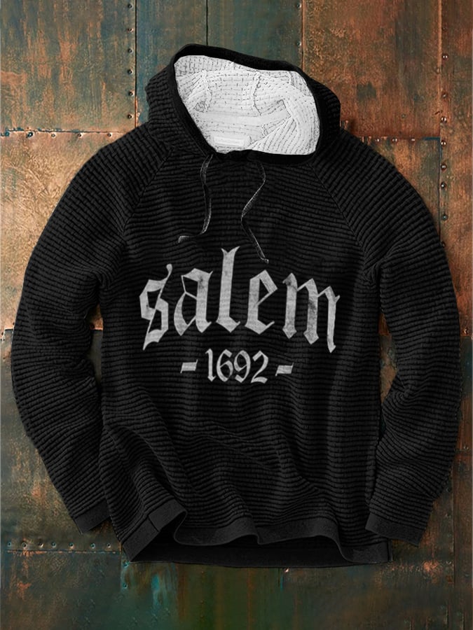 Men'sHalloween Salem 1692 Print Waffle Hoodie