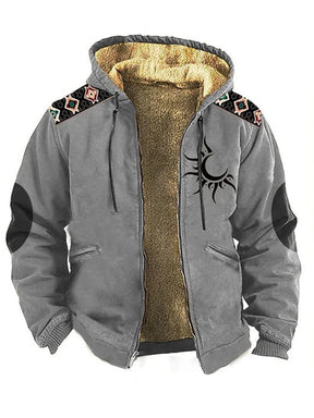 Casual Retro Western Style Printed Fleece Jacket