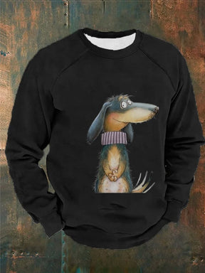 Men's Funny Cute Dog Print Casual Sweatshirt