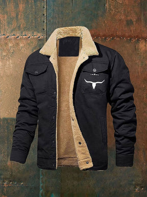 Men's retro western winter fleece jacket