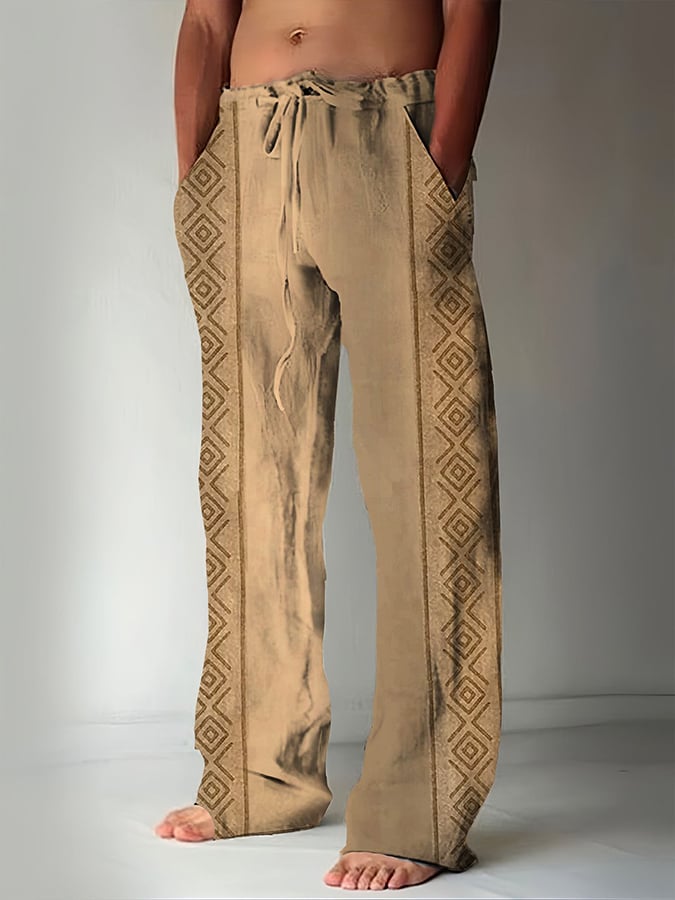 Men's Retro Casual Western Geometric Print Pants