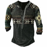 Men's Outdoor Everyday Wear Printed Casual Henley Shirt