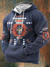 Men's Casual Western Print Long Sleeve Hooded Sweatshirt