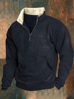 Men's Casual Button Collar Long Sleeve Sweatshirt