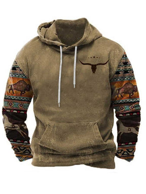 Men's Vintage Western Ethnic Print Casual Hoodie