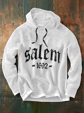 Men'sHalloween Salem 1692 Print Waffle Hoodie