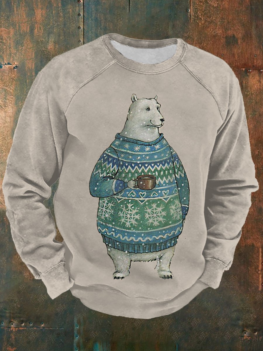 Men's Mr. Bear Print Casual Sweatshirt