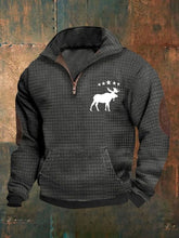 Men's Vintage Moose Creek Ethnic Casual Print Waffle Pullover