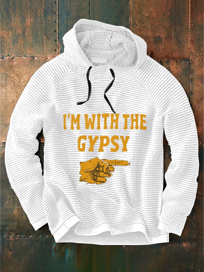 Men's Halloween I'm With The Gypsy Print Waffle Hoodie