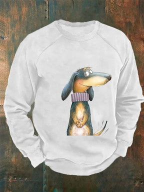 Men's Funny Cute Dog Print Casual Sweatshirt