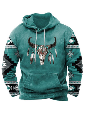 Fleece Fabric Western Print Hoodie