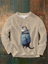 Men's Winter Art Cat Print Casual Sweatshirt