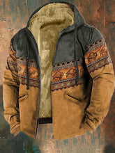 Men'S Retro Western Print Cotton Zipper Outerwear