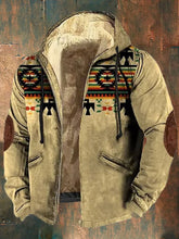 Men'S Retro Western Print Cotton Zipper Outerwear