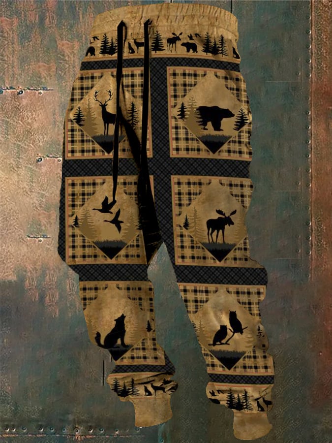 Casual Retro Western Style Printed Men's Pants