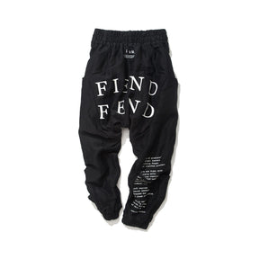 FIEND FIEND PRINTED DROP-CROTCH MESH COTTON LOUGNE PANTS / BLACK