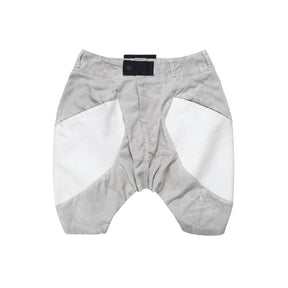 DUST WHITE DYED PANEL PRINTED LINEN SHORTS