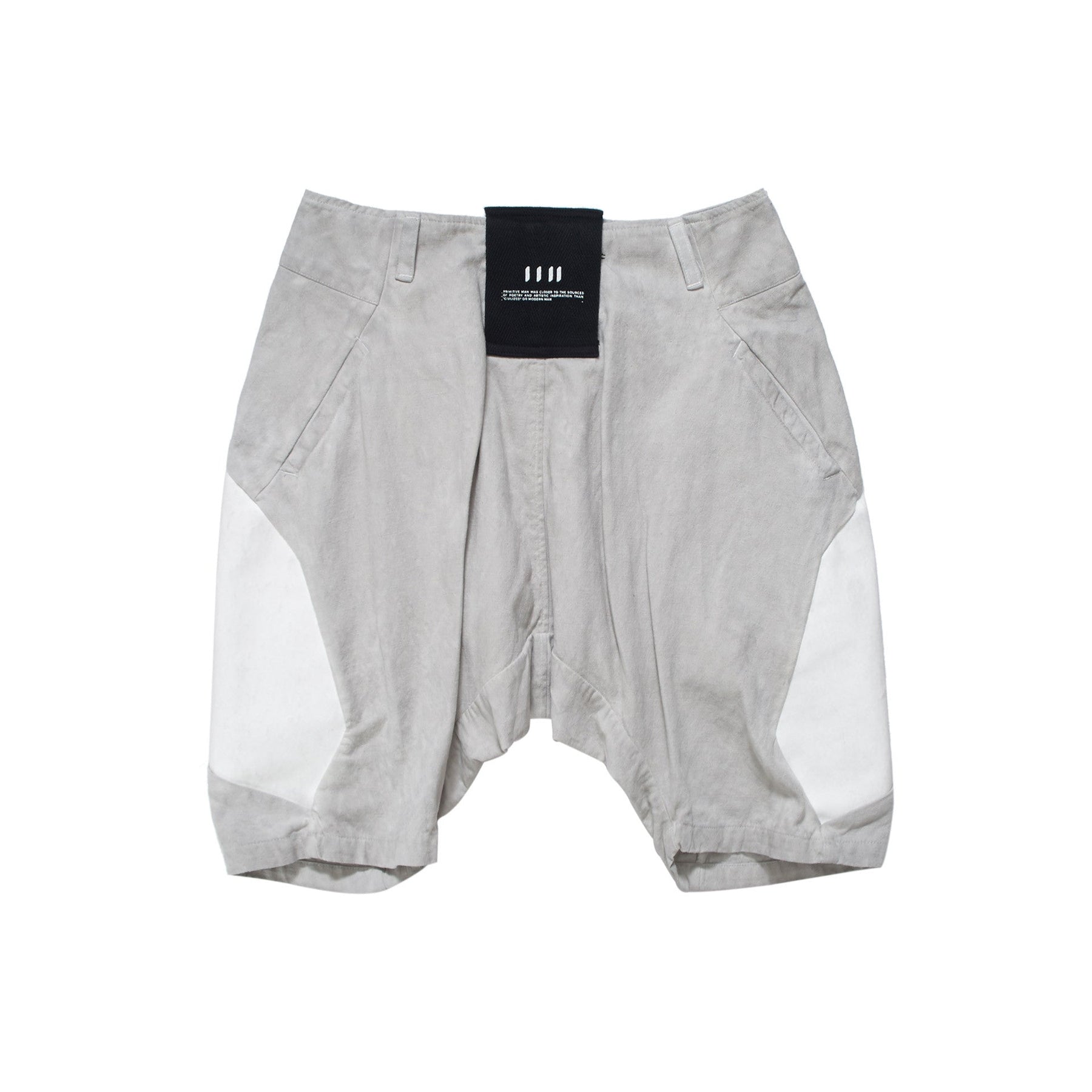 DUST WHITE DYED PANEL PRINTED LINEN SHORTS