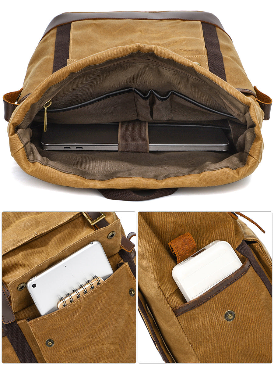 Waxed Cancas Backpack Waterproof for 15-inch Laptop