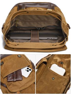 Waxed Canvas Backpack Waterproof for Outdoor