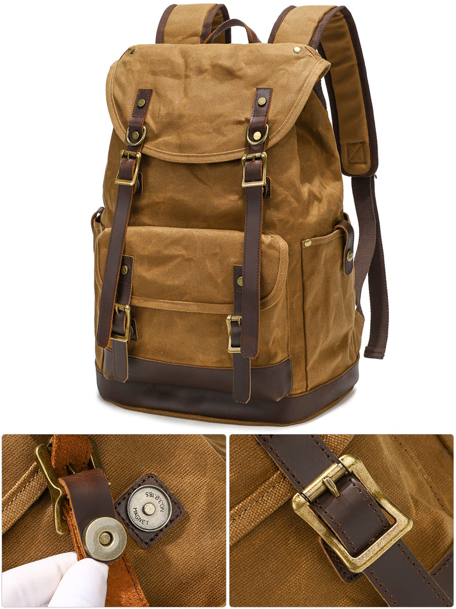 Waxed Canvas Backpack Waterproof for Outdoor