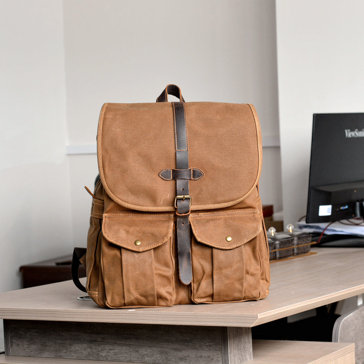 Waxed Canvas Backpack for 16 inch Laptop