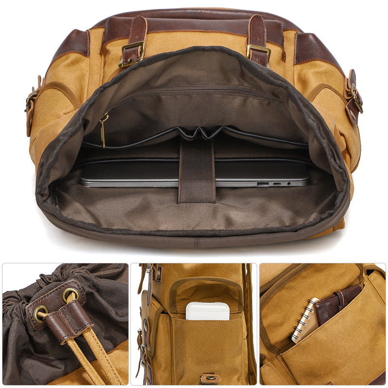 Waxed Canvas Backpack for Travel Outdoor