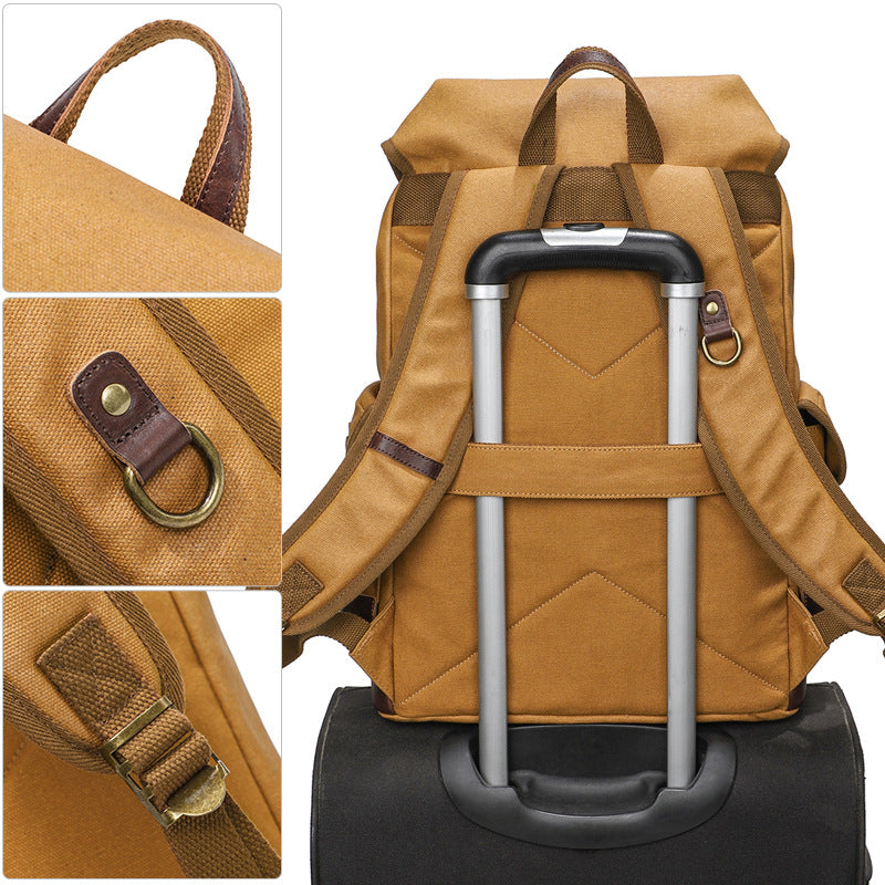 Waxed Canvas Backpack for Travel Outdoor